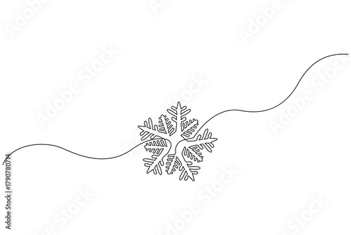 Snowflake continuous one line drawing minimalist style outline illustration