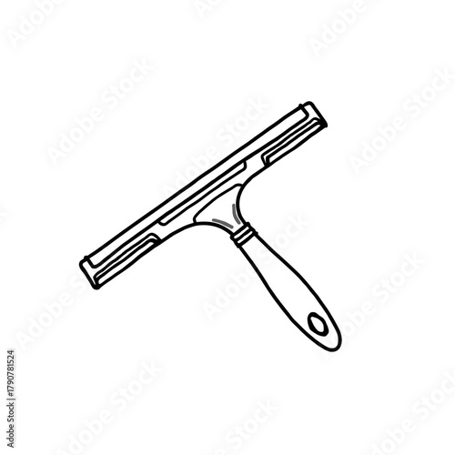 Window squeegee for cleaning with ergonomic handle on white background  