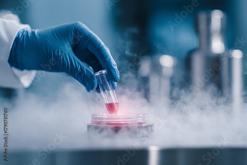 Embryologist uses a test tube in a lab to freeze eggs for fertility preservation