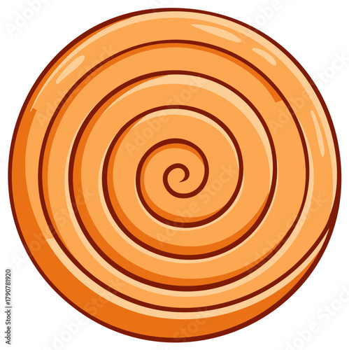 Bright Orange Swirl Candy Lollipop Isolated on White Background