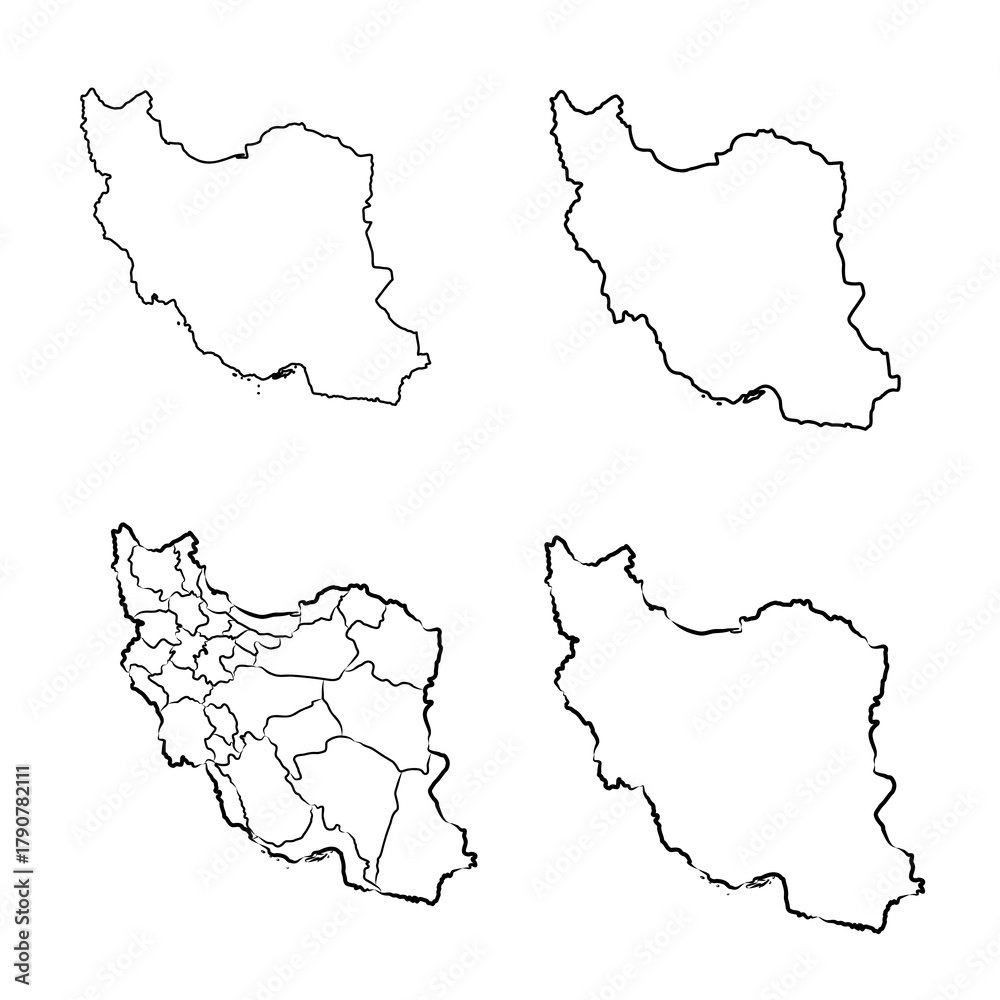 Obraz premium iran, contour map, vector sketch