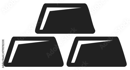 Abstract graphic illustration of three gold bars, wealth concept.