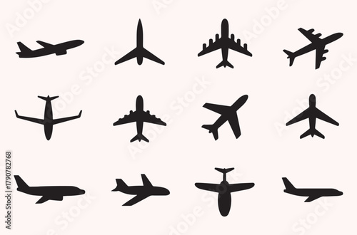 Airplane silhouette set