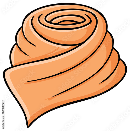 Cozy rolled orange scarf cartoon illustration simple graphic art