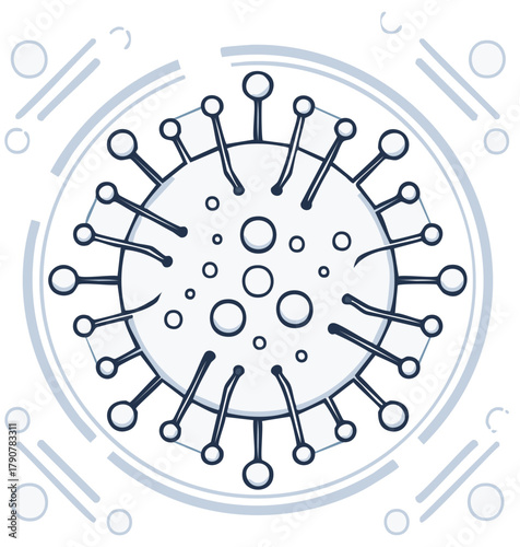 Stylized illustration of a virus. Vector illustration of a microorganism in a circular format