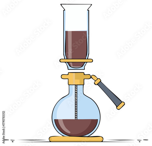 Siphon Coffee Maker Flat Illustration Coffee Brewing Device Glassware