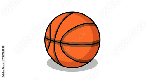 Bright basketball with shadow on white background