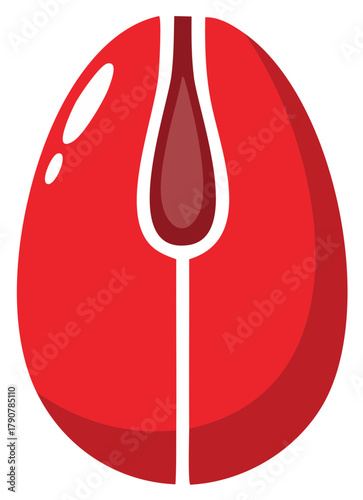 Abstract Red Computer Mouse with Smooth Curves and Subtle Shadows