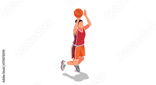 Colorful flat style basketball player shooting with dynamic pose