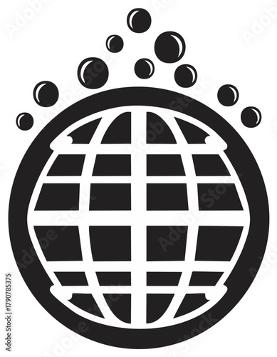 World Globe Icon with Bubbles Clean and Safe for Business Logo Design Graphic Element