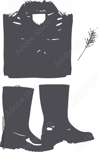 Stylish winter outfit flat lay featuring a puffer jacket and leather riding boots