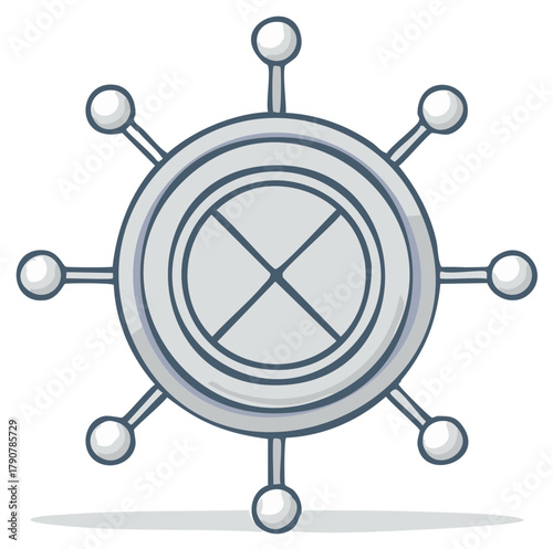 Grey Circle with Radial Extensions and Cross Hairs Centered Icon