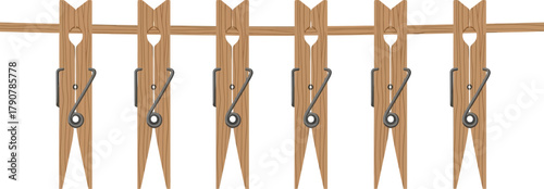 Wooden clothespin vector icon for laundry and hanging vector illustration 