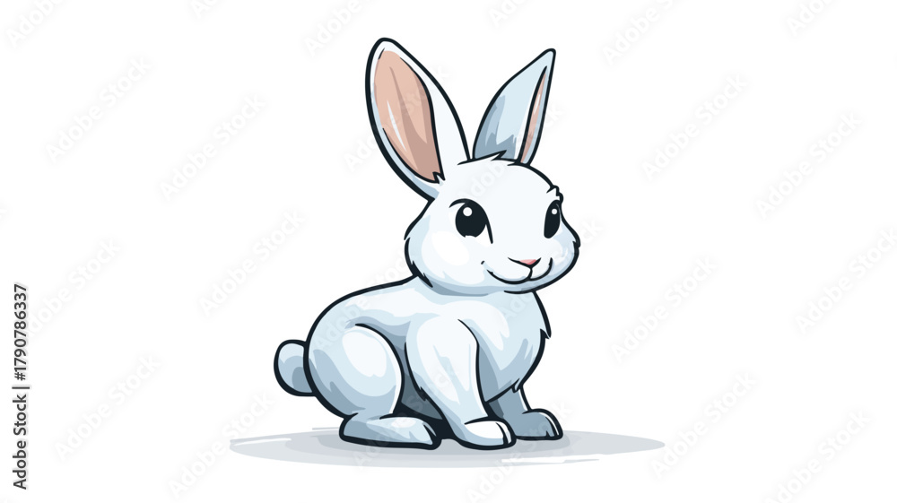 Obraz premium Adorable Cute Rabbit Sitting Cartoon Vector Icon Illustration
