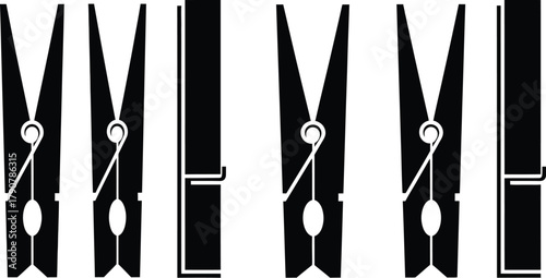 Wooden clothespin vector icon for laundry and hanging vector illustration 