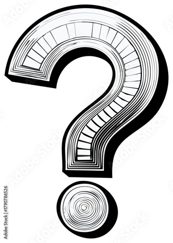Geometric Question Mark Symbol Graphic Black and White Modern Illustration Design Concept