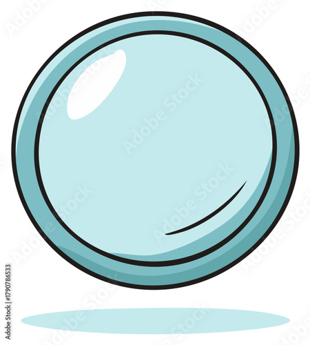 Cartoonish blue bubble with a thick black outline and a highlight reflection