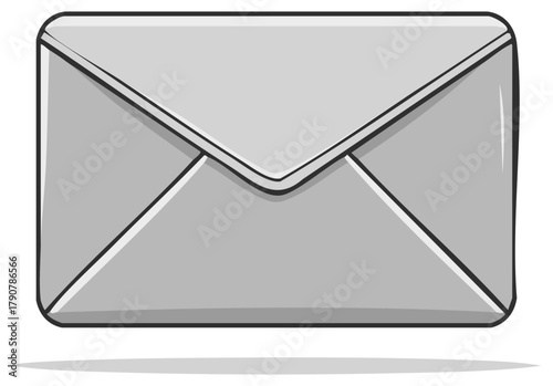 Isolated grey envelope with a folded flap and a subtle shadow effect illustration