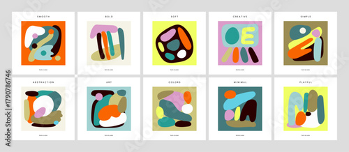 Playful abstract art series with colorful organic shapes