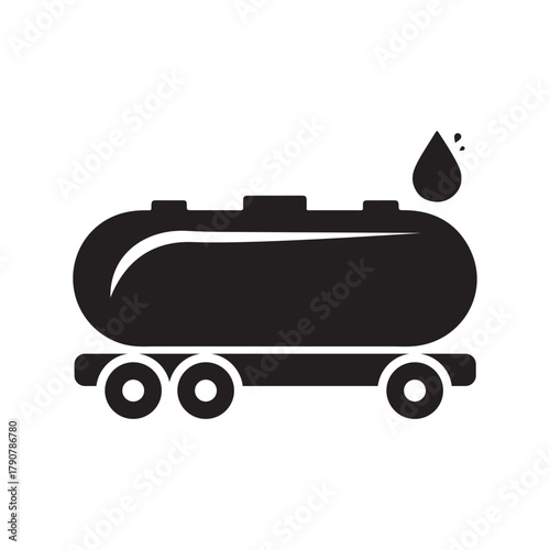 Oil Tanker Truck Silhouette Vector Icon  Fuel Transport  vector Illustration