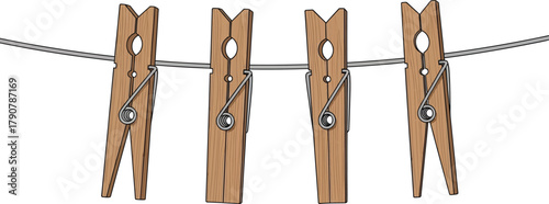 Wooden clothespin vector icon for laundry and hanging vector illustration 