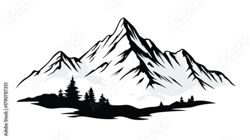 Adventure Mountain Icon Logo on White Vector Illustration