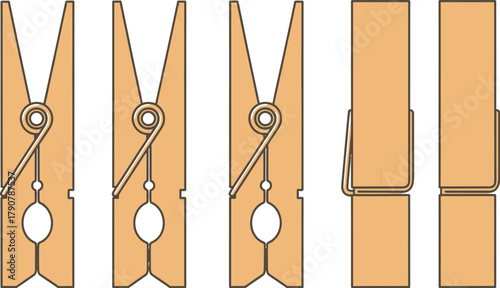 Wooden clothespin vector icon for laundry and hanging vector illustration 