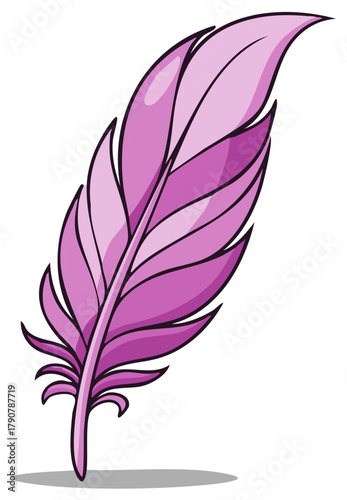 Delicate Pink Feather Illustration Isolated on White  Background for Crafts and Design