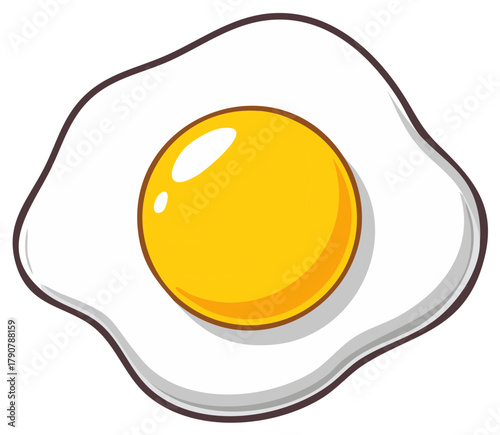 Sunny side up egg with bright yellow yolk and white albumen