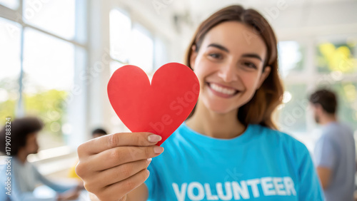 Volunteer charity donation heart smile woman support community blood donor day message warms hope and kindness for people in need