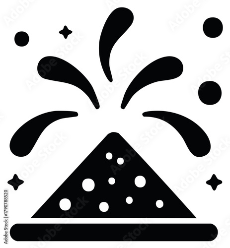 Festive party hat bursting with confetti and shining decorative elements