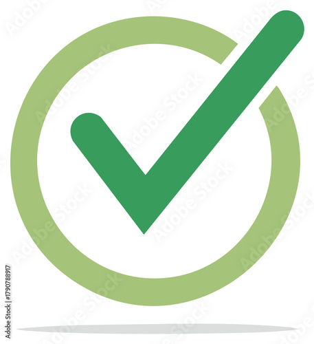 Isolated Graphic of Approval Tick within Green Circle Shape, Symbolizing Correctness, Confirmation, and Validation