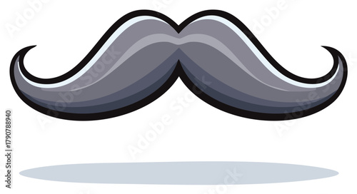 Stylized gray mustache with shadow illustration