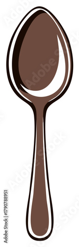 A graphic illustration of a simple brown spoon for eating and dining concepts