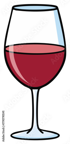 Simple illustration of a glass of red wine beverage for menus parties and restaurants