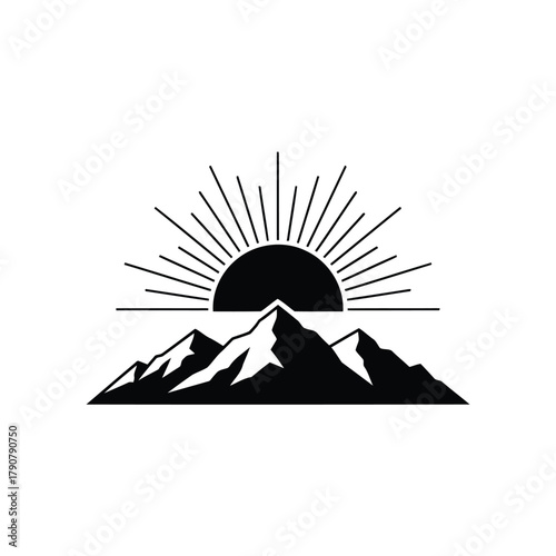 Mountain range with sun rising vector illustration