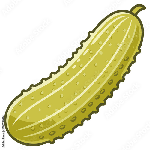 Cartoon illustration of a single pickle with a textured surface
