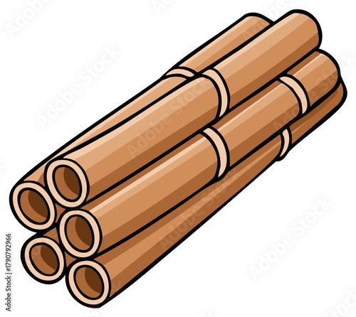 Stacked bamboo poles illustration depicting natural construction elements
