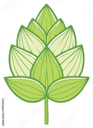 Vibrant green hop cone drawing for craft beer natural ingredients and brewing concepts