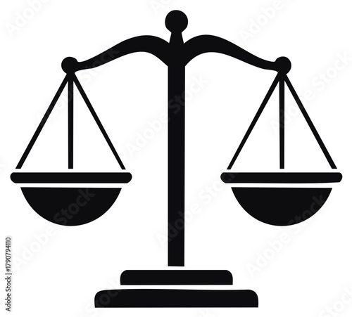 Black Silhouette of Scales of Justice Symbol Representing Law and Balance