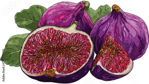 Exquisite Fig Food Design with Ripe Fruit - Purple Background