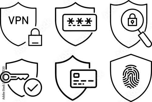 Set of security icons for protection and privacy