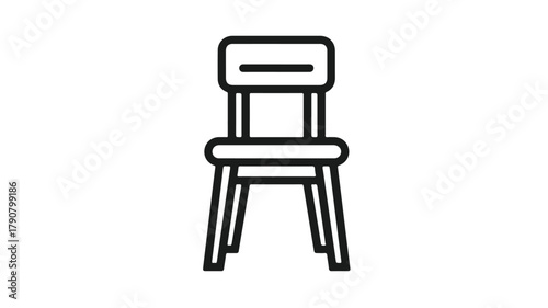 Minimalist Wooden Chair Line Icon for Furniture Concept