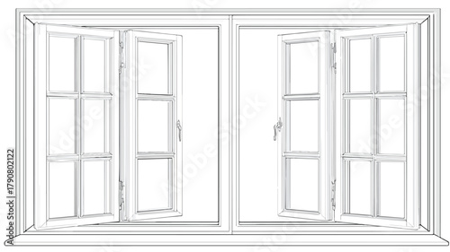 Modern Professional Window and Sash Window in Frame Opening in Wall