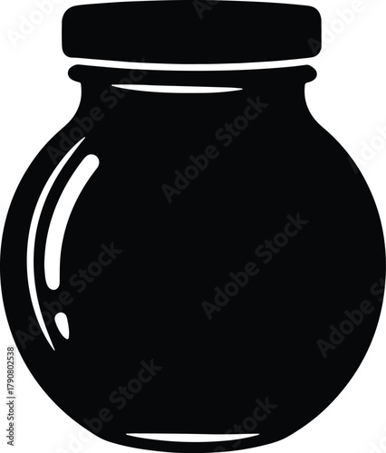 Stylized Black Jar with Lid Minimalist Design for various products