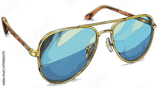Stylish Shaped Sunglasses for Eye Protection Vector With Outline