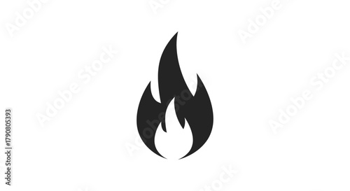 Black fire symbol vector illustration isolated on white background