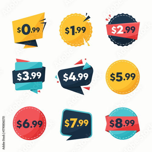 Sale Icons Set With Multiple Pricing Options