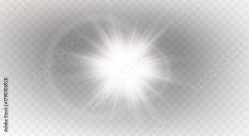 PNG sparkle effect with spotlight and glowing light on abstract stadium scene, flare burst, glitter disco flash, futuristic glow, beam, laser ray, magic lens, transparent background 