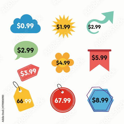 Clearance Sale Labels With Playful Graphic Elements